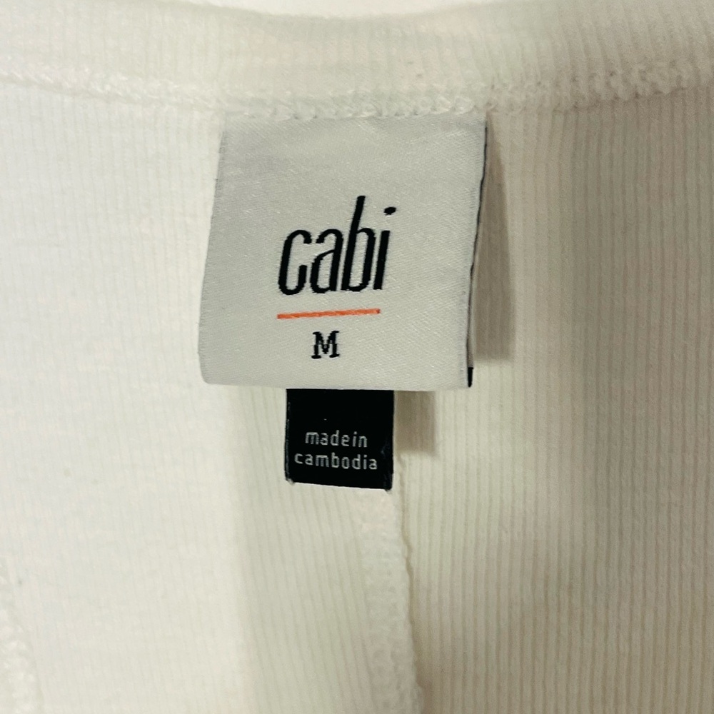 Cabi white scoop neck tank top wide arm cotton ribbed beach casual summer med - Picture 4 of 6